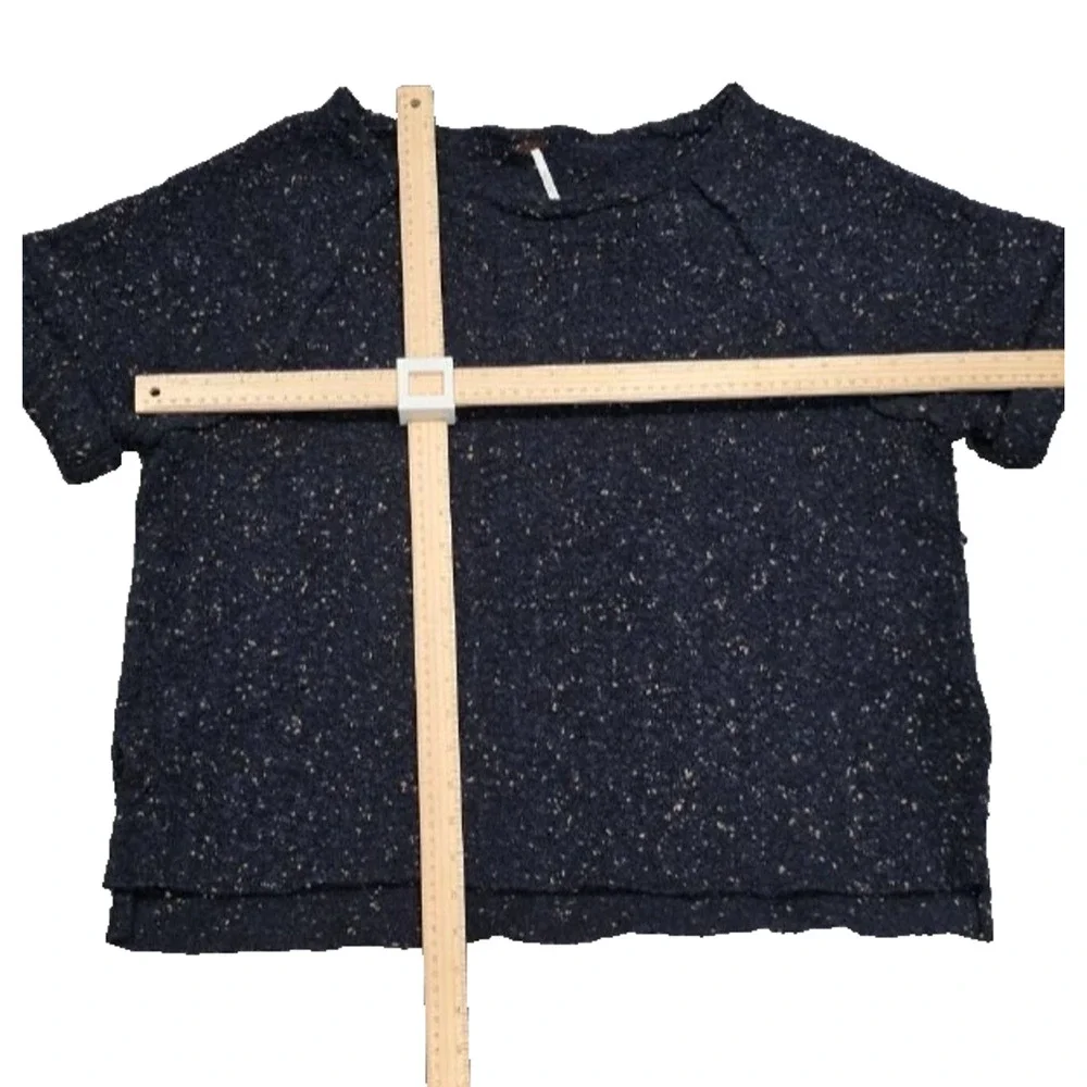 Free People Tweed Knit oversized Sweater Midnight Large A004937